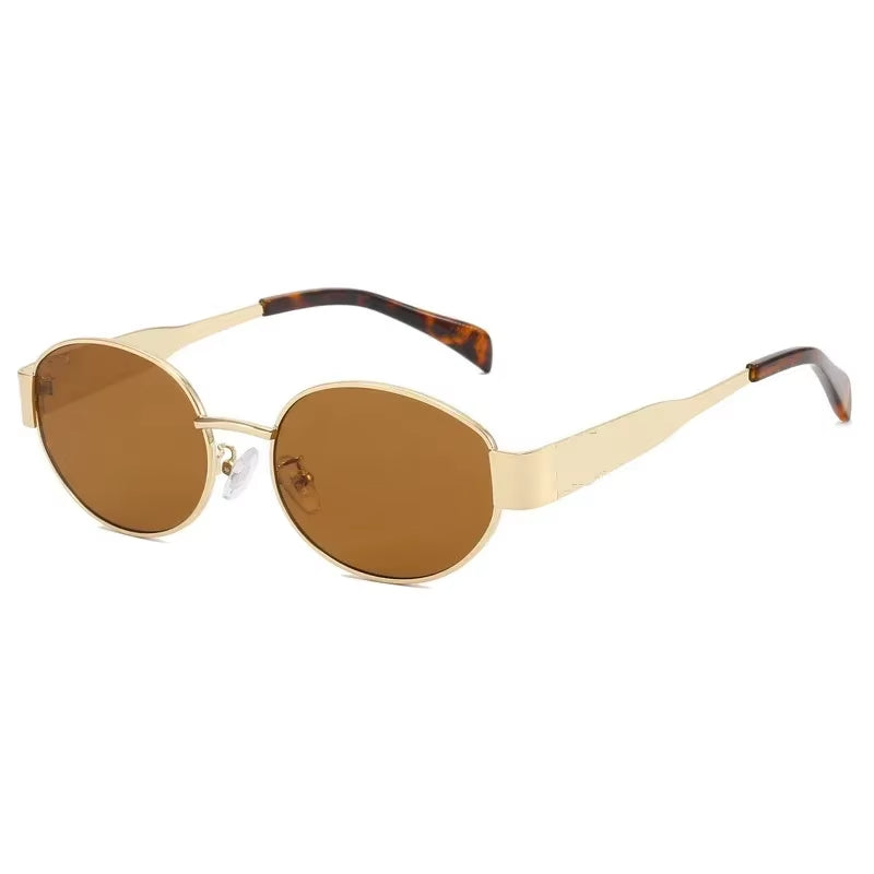 2024 Steampunk Sunglasses Retro Women'S Oval Sunglasses Fashion Women'S Classic Retro Small Metal Brand Glasses UV400