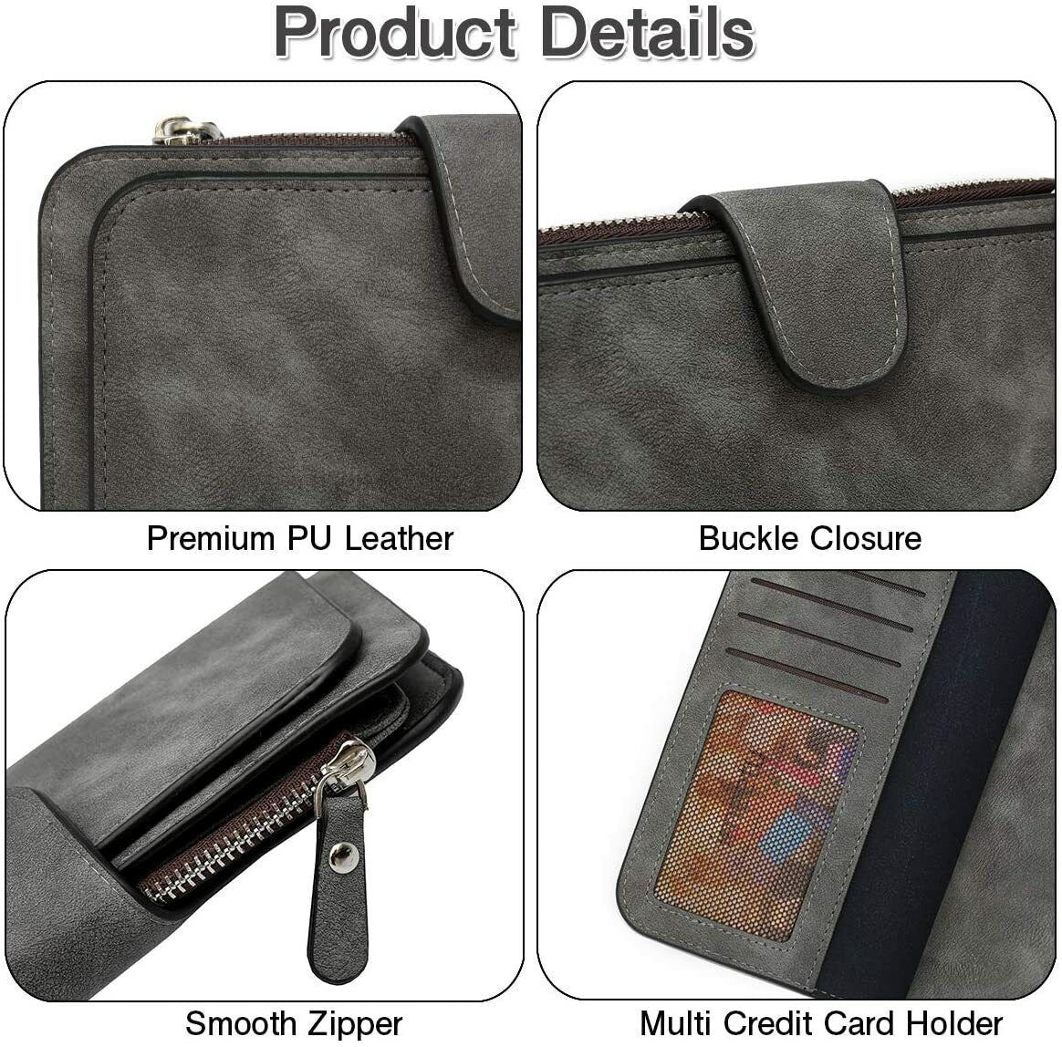 RFID Blocking Wallet for Womens Clutch Purse Ladies Credit Card Holder Organizer
