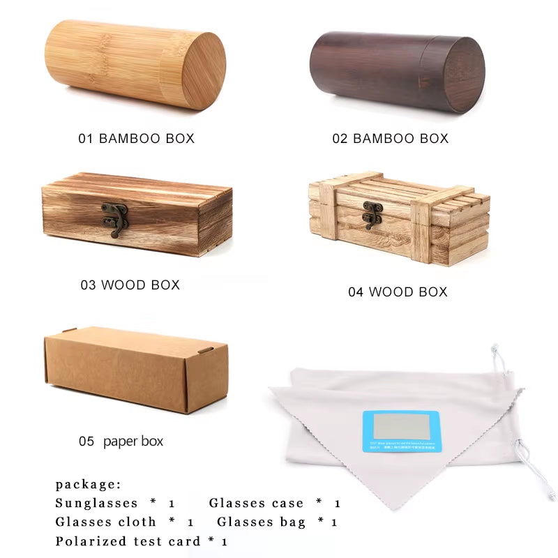 Best Handmade Luxury Sunglasses Men Polarized Zebra Vintage Bamboo Wood Women Sunglasses High Quality with Glasses Case Box