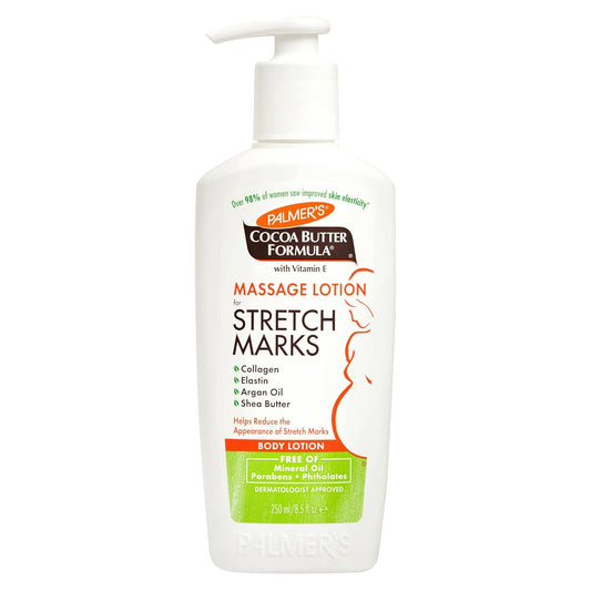 "Ultimate Stretch Mark Solution: Luxurious Cocoa Butter Massage Lotion for Pregnancy Skin Care, Enhanced with Collagen, Elastin, Argan Oil and Shea Butter - 8.5 Ounces"