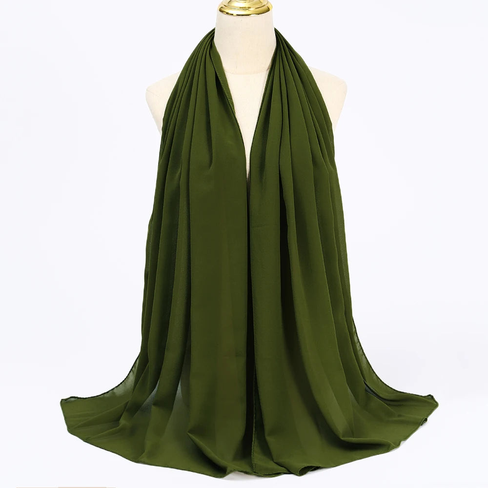 Muslim Chiffon Hijab Scarf Women Long Solid Color Head Wrap for Women Hijabs Scarves Ladies Muslim Veil Jersey Hijabs