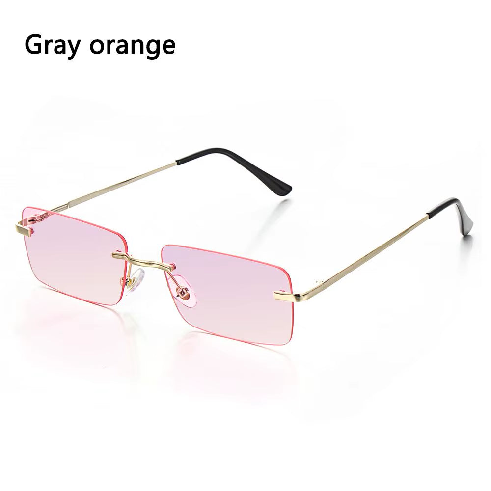 1Pc Women Vintage Sunglasses Luxury Design Rectangle Rimless Sun Glasses Retro UV400 Gradient Glasses Fashion Unisex Eyeglasses