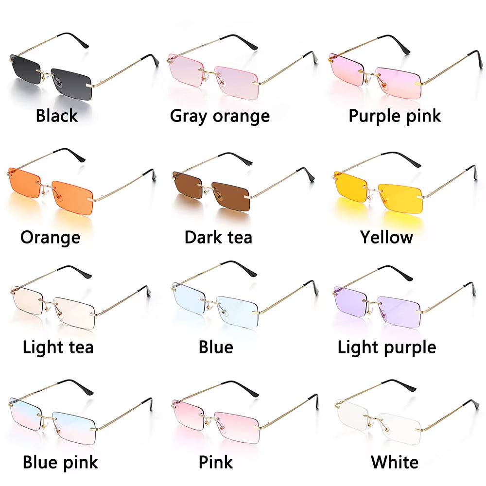 1Pc Women Vintage Sunglasses Luxury Design Rectangle Rimless Sun Glasses Retro UV400 Gradient Glasses Fashion Unisex Eyeglasses