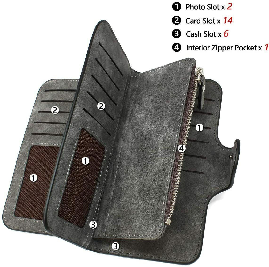 RFID Blocking Wallet for Womens Clutch Purse Ladies Credit Card Holder Organizer